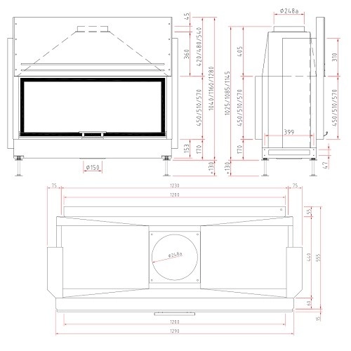 SCHMID Lina TV 120 h/s Kamineinsatz 10 kW Durchsicht Schiebe-/Drehtür