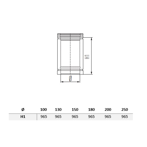 Längenelement 1000 mm - doppelwandig - Schiedel Metaloterm MF