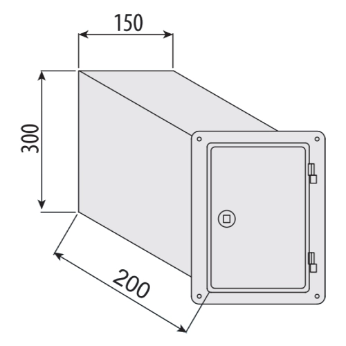 Edelstahltür mit Schiebestutzen 200 mm, 150x300 mm - einwandig - eka edelstahlkamine complex E