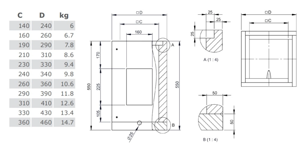 Leichtbauschornstein - Grundelement 500 mm - Tecnovis TEC-LS-F