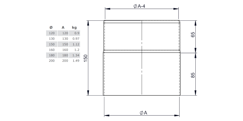 Ofenrohr - Längenelement 150 mm schwarz - Tecnovis TEC-Stahl