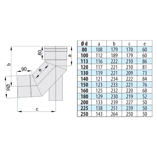 Bogen 87° mit Stützfuß - einwandig - eka edelstahlkamine complex E