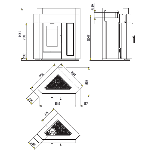 Haas und Sohn Premium PINUS-II Eck Kaminbausatz 8 kW