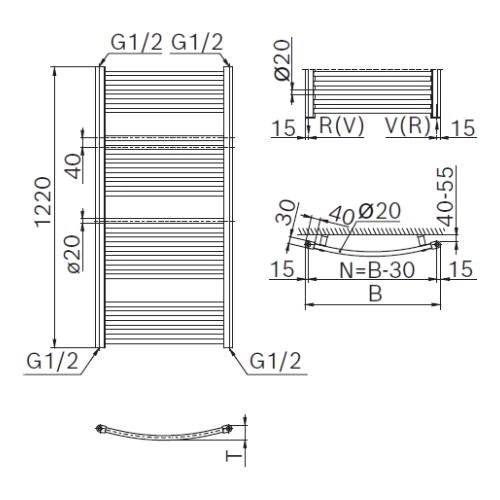 Heizkörper Buderus Logatrend Therm Curve mit Seitenanschluss - Badheizkörper