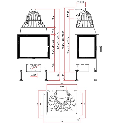 SCHMID Ekko U67(45) s Kamineinsatz 9 kW Drehtür