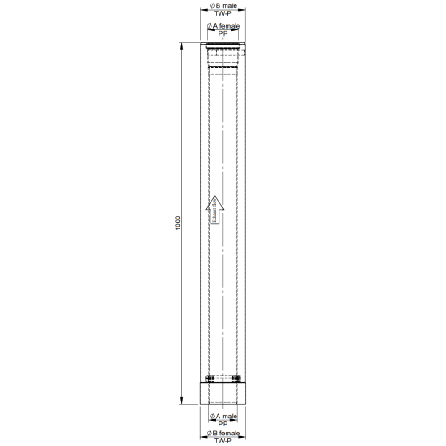 Längenelement 1000 mm - konzentrisch - Tecnovis TEC-LAS-PP