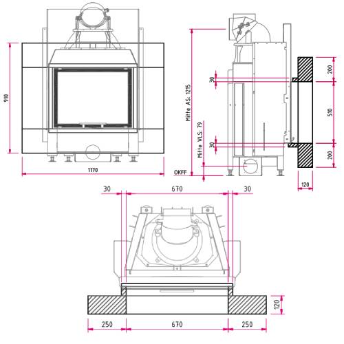 Camina N8 Kaminbausatz 9 kW Naturstein-Anlage