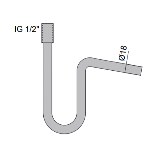 Winkelsyphon mit 1/2“ Innengewinde senkrecht - doppelwandig - eka edelstahlkamine complex D