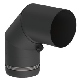 Pelletofenrohr - Winkel 90° starr mit Revision schwarz lackiert - Tecnovis TEC-Pellet