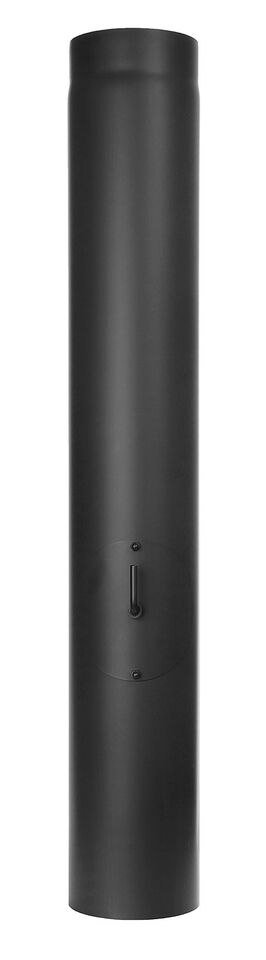 Ofenrohr - Längenelement 1000 mm mit Drosselklappe und Tür schwarz - Tecnovis TEC-Stahl