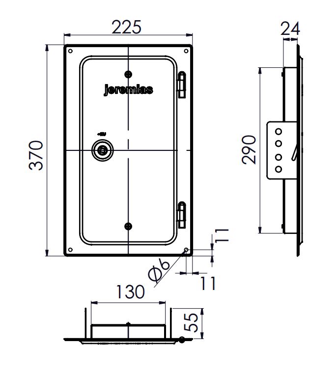 Kamintür 300 mm x 150 mm Edelstahl für Tecnovis TEC-EW-Classic