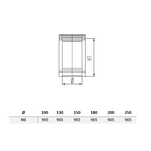 Längenelement 1000 mm - doppelwandig - Schiedel Metaloterm MF