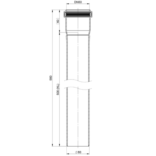 Längenelement 560 mm - einwandig - Tecnovis TEC-PPS