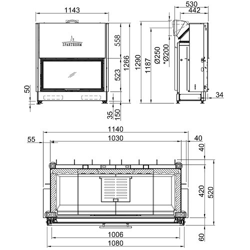 Spartherm Varia Bh Kamineinsatz 10,4 kW raumluftunabhängig schiebetür