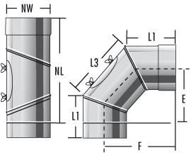 Bogen verstellbar 0 - 90° mit RV (nur für Trockenbetrieb) - einwandig - Raab EW-FU