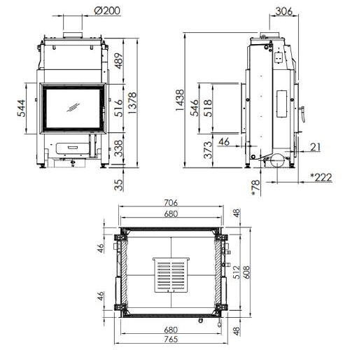 Spartherm Varia FD H2O Kamineinsatz 10 kW Dreh-/Drehtür Durchsicht wasserführend