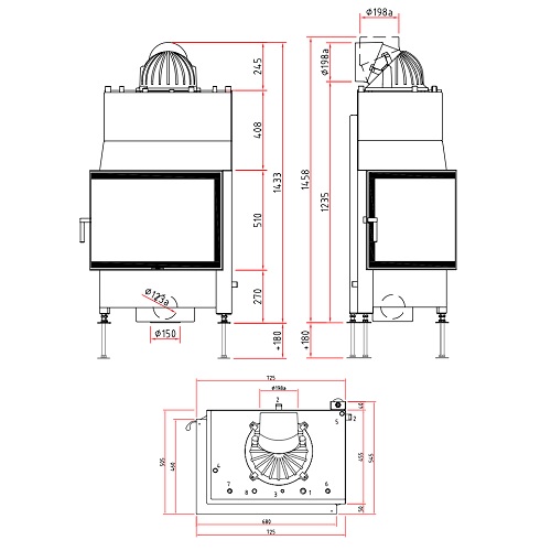 SCHMID Ekko W L 67(45)51 s Kamineinsatz 14,9 kW Drehtür (steglos)