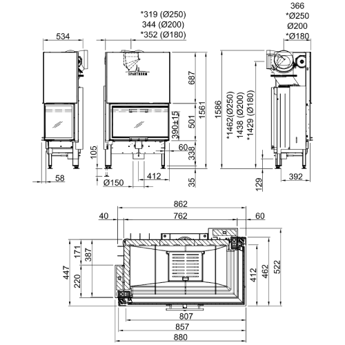 Spartherm Varia 2R-80h Kamineinsatz 11 kW Schiebetür