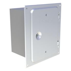 Edelstahlkamintüre 210 x 140 mm mit Rußschutztüre und Schiebestutzen 60 mm - Tecnovis TEC-EW-Classic