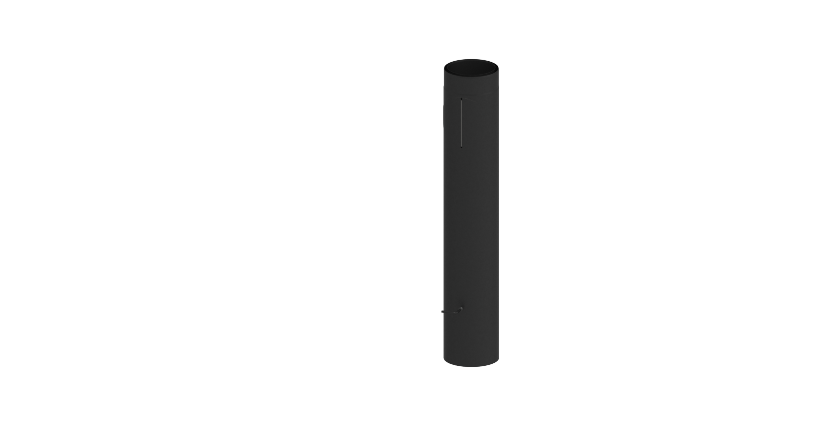 Ofenrohr - doppelwandig - Längenelement 1000 mm mit Klappe, Tür (mit Einzug) schwarz - Tecnovis TEC-Protect