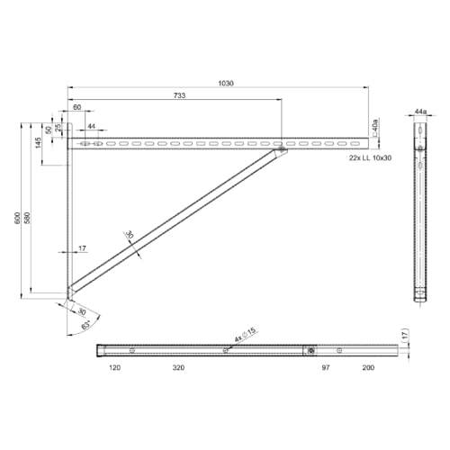 Wandstützen & Querträger Typ IV 1030 mm für Tecnovis Systeme
