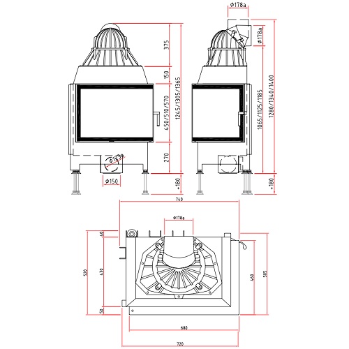 SCHMID Ekko R 67(45) s Kamineinsatz 9 kW Drehtür (steglos)