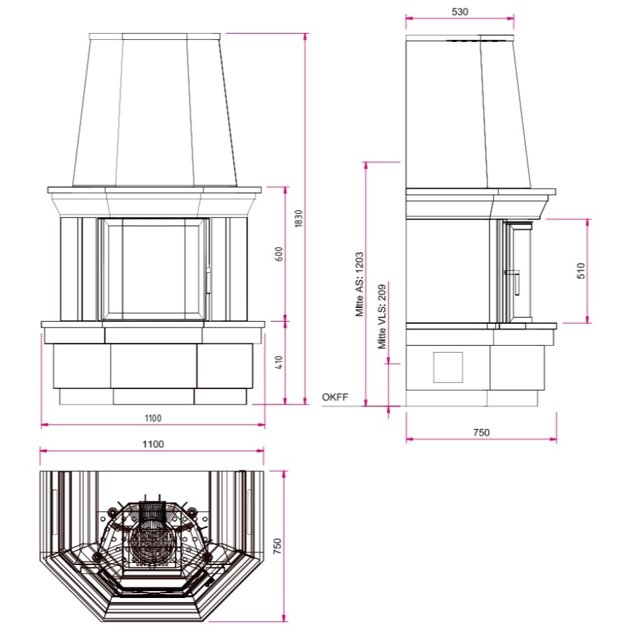 Camina S4 Front Kaminbausatz 7 kW Speicheranlage