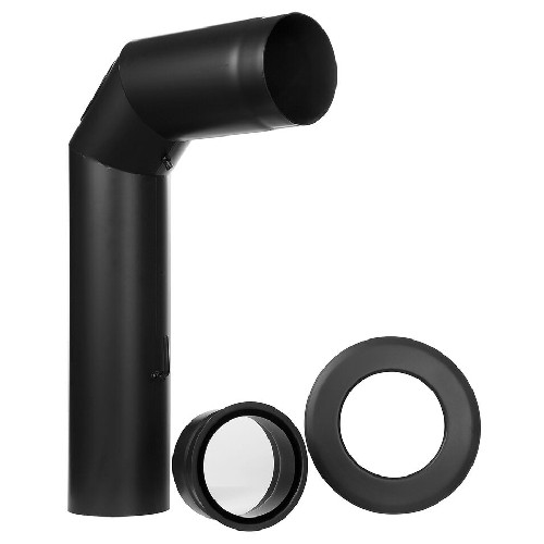 Ofenrohr - Winkelrohr (Schenkellänge 450/700 mm) - Set für Anschluss oben 160 mm - schwarz - Tecnovis TEC-Stahl Ofenrohr - Winkelrohr (Schenkellänge 450/700 mm) - Set für Anschluss oben 160 mm - schwarz - Tecnovis TEC-Stahl
