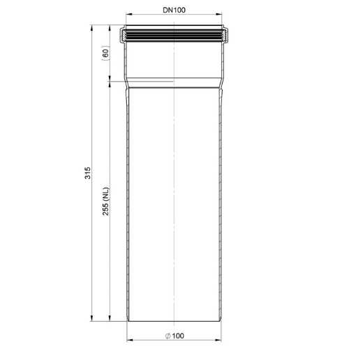 Längenelement 315 mm - einwandig - Tecnovis TEC-PPS