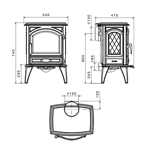 Dovre 540 W Kaminofen 6,5 kW