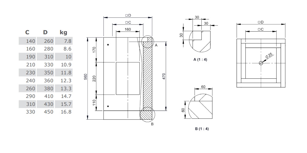 Leichtbauschornstein - Basiselement 500 mm - Tecnovis TEC-LS-A