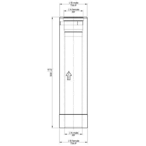 Längenelement 500 mm - konzentrisch - Tecnovis TEC-LAS-PP