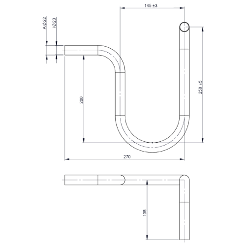 Siphon rechts - einwandig - Tecnovis TEC-EW-Classic