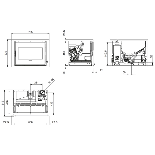 Comfort P70 Air H49 Pellet Kamineinsatz La Nordica Extraflame 8 kW