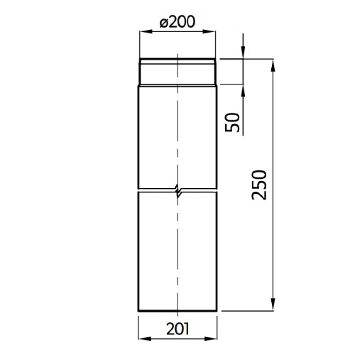 Ofenrohr - Anschluss-Set 200 mm - Kamineinsatz-Kaminbausatz - schwarz - Reuter Ferrum