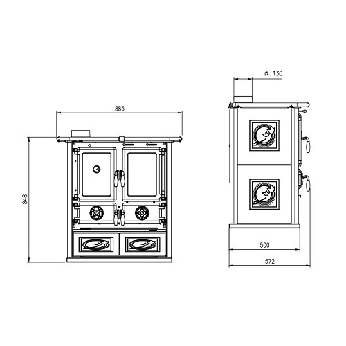 La Nordica Rosetta Sinistra BII Steel Holzherd 7,3 kW