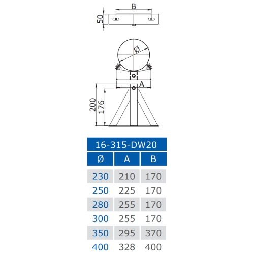Wandabstandshalter verstellbar (Kopf- / Wandteil) ab 250 mm - doppelwandig - Jeremias DW-BLACK-50