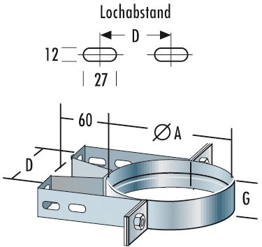 Wandbefestigung statisch 60 mm Abstand - einwandig - Raab EW-FU