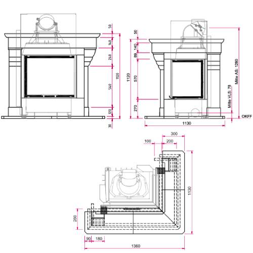 Camina N17 Kaminbausatz 9 kW Naturstein-Anlage