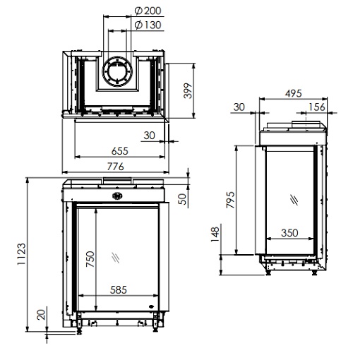 DRU Maestro 60/2 Tall RCH Gaskamin