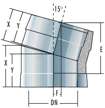 Bogen 15° - doppelwandig - Raab DW-Alkon