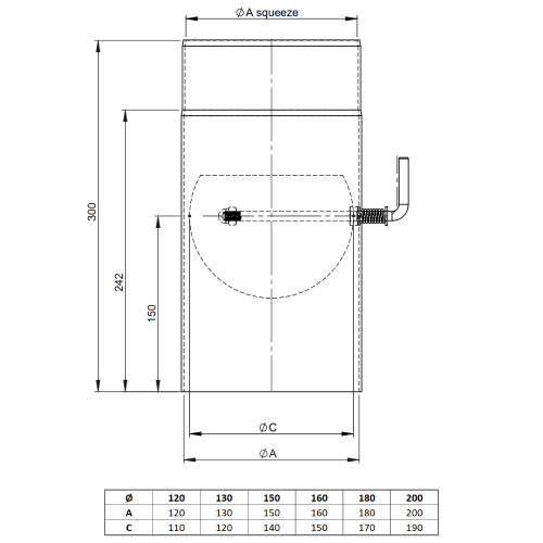 Ofenrohr -Längenelement 300 mm mit Drosselklappe schwarz - Tecnovis TEC-Stahl