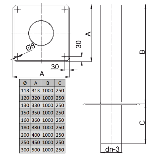 Schachtabdeckung L=1250 mm - einwandig - Reuter EW-BLUE