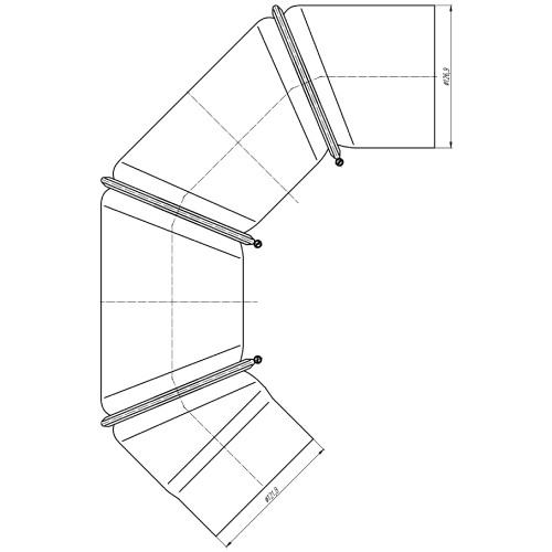 Ofenrohr - Winkel 0-90° 4-teilig ohne Tür schwarz - Tecnovis TEC-Stahl