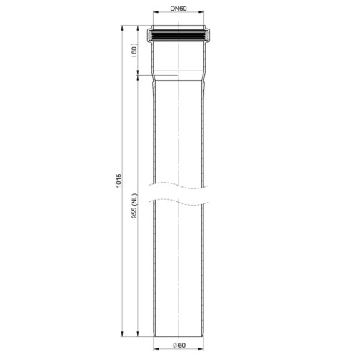 Längenelement 1000 mm - einwandig - Tecnovis TEC-PPS