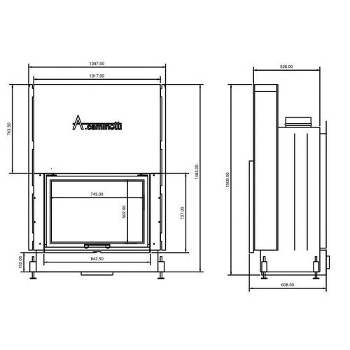 Kamineinsatz A Caminetti Flat 75 x 50 14 kW