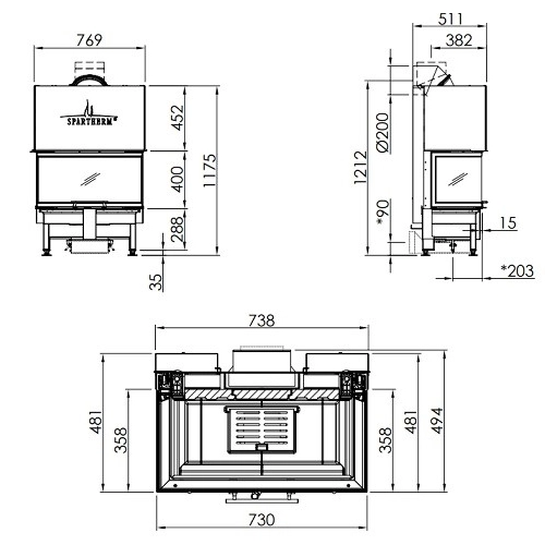 Spartherm Varia AS-3RLh Kamineinsatz 8,4 kW Schiebetür