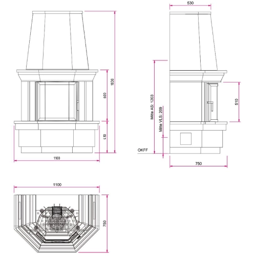 Camina S4 Front Kaminbausatz 7 kW Speicheranlage