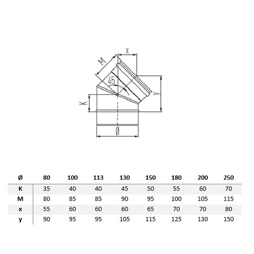 Bogen 45° - einwandig - Schiedel Metaloterm ME