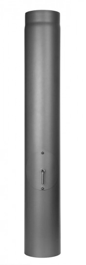 Ofenrohr FERRO3450 - Längenelement 1000  mm gusgrau mit Drosselklappe und Tür